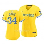 Camiseta Beisbol Mujer Boston Red Sox David Ortiz 2021 City Connect Replica Oro