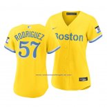 Camiseta Beisbol Mujer Boston Red Sox Eduardo Rodriguez 2021 City Connect Replica Oro