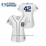 Camiseta Beisbol Mujer Detroit Tigers 2019 Jackie Robinson Day Cool Base Blanco
