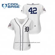 Camiseta Beisbol Mujer Detroit Tigers 2019 Jackie Robinson Day Cool Base Blanco