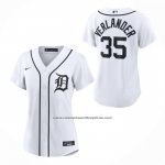 Camiseta Beisbol Mujer Detroit Tigers Justin Verlander Primera Replica Blanco