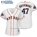 Camiseta Beisbol Mujer Houston Astros 2017 World Series Campeones Chris Devenski Blanco Cool Base