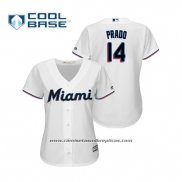 Camiseta Beisbol Mujer Miami Marlins Martin Prado Cool Base Primera 2019 Blanco