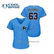 Camiseta Beisbol Mujer Miami Marlins Trevor Richards Cool Base 2019 Azul