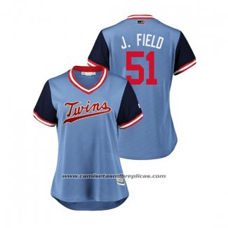 Camiseta Beisbol Mujer Minnesota Twins Johnny Field 2018 LLWS Players Weekend J. Field Azul