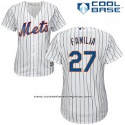 Camiseta Beisbol Mujer New York Mets 27 Jeurys Familia Blanco Cool Base