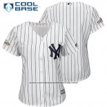 Camiseta Beisbol Mujer New York Yankees 2017 Postemporada Blanco Cool Base