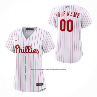 Camiseta Beisbol Mujer Philadelphia Phillies Primera Replica Personalizada Blanco