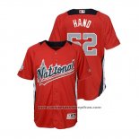 Camiseta Beisbol Nino All Star Brad Hand 2018 Home Run Derby National League Rojo