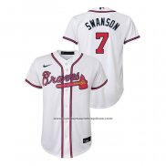 Camiseta Beisbol Nino Atlanta Braves Dansby Swanson Replica Primera Blanco