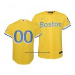 Camiseta Beisbol Nino Boston Red Sox Personalizada 2021 City Connect Replica Oro