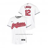 Camiseta Beisbol Nino Cleveland Indians Francisco Lindor Replica Primera Blanco
