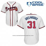 Camiseta Beisbol Hombre Atlanta Braves 31 Greg Maddux Blanco Primera Cool Base