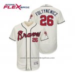 Camiseta Beisbol Hombre Atlanta Braves Mike Foltynewicz Flex Base Autentico Collezione Alterno 2019 Crema