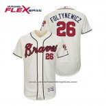 Camiseta Beisbol Hombre Atlanta Braves Mike Foltynewicz Flex Base Autentico Collezione Alterno 2019 Crema