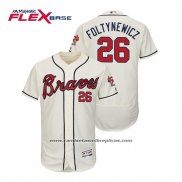 Camiseta Beisbol Hombre Atlanta Braves Mike Foltynewicz Flex Base Autentico Collezione Alterno 2019 Crema