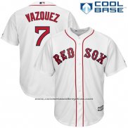 Camiseta Beisbol Hombre Boston Red Sox 7 Christian Vazquez Blanco Cool Base
