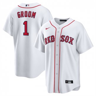 Camiseta Beisbol Hombre Boston Red Sox NO 1 Groom Primera Replica Blanco