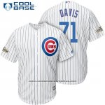 Camiseta Beisbol Hombre Chicago Cubs 2017 Postemporada 71 Wade Davis Blanco Cool Base
