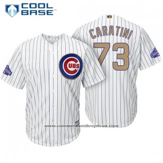 Camiseta Beisbol Hombre Chicago Cubs 73 Victor Caratini Blanco Oro Cool Base