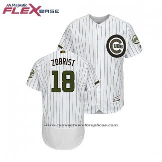 Camiseta Beisbol Hombre Chicago Cubs Ben Zobrist 2018 Dia de los Caidos Flex Base Blanco