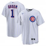 Camiseta Beisbol Hombre Chicago Cubs NO 1 Groom Primera Replica Blanco