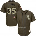 Camiseta Beisbol Hombre Chicago White Sox 35 Frank Thomas Verde Salute To Service