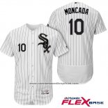 Camiseta Beisbol Hombre Chicago White Sox Yoan Moncada 10 Blanco Primera Autentico Flex Base
