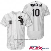 Camiseta Beisbol Hombre Chicago White Sox Yoan Moncada 10 Blanco Primera Autentico Flex Base