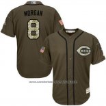 Camiseta Beisbol Hombre Cincinnati Reds 8 Joe Morgan Verde Salute To Service