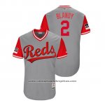 Camiseta Beisbol Hombre Cincinnati Reds Alex Blandino 2018 LLWS Players Weekend Blandy Gris Camiseta Beisbol Hombre Cincinnati Reds Alex Blandino 2018 LLWS Players Weekend Blandy Gris