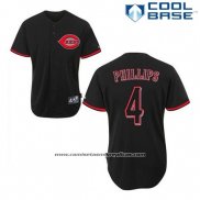 Camiseta Beisbol Hombre Cincinnati Reds Brandon Phillips 4 Negro Fashion Cool Base
