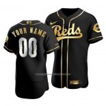 Camiseta Beisbol Hombre Cincinnati Reds Personalizada Golden Edition Autentico Negro