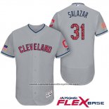 Camiseta Beisbol Hombre Cleveland Indians 2017 Estrellas y Rayas Danny Salazar Gris Flex Base