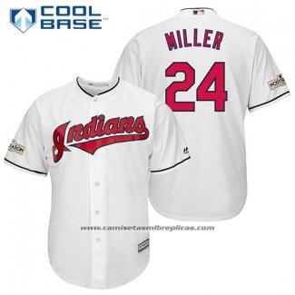 Camiseta Beisbol Hombre Cleveland Indians 2017 Postemporada 24 Andrew Miller Blanco Cool Base