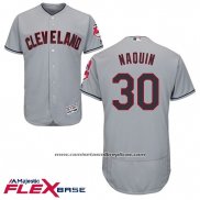 Camiseta Beisbol Hombre Cleveland Indians 30 Tyler Naquin Gris Flex Base