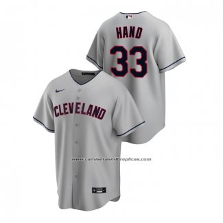 Camiseta Beisbol Hombre Cleveland Indians Brad Hand Road Replica Gris