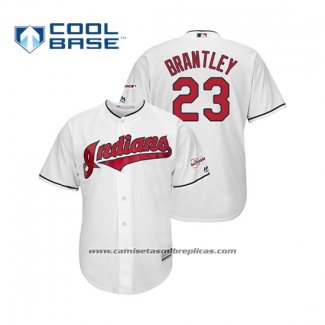 Camiseta Beisbol Hombre Cleveland Indians Michael Brantley 2019 All Star Patch Cool Base Blanco