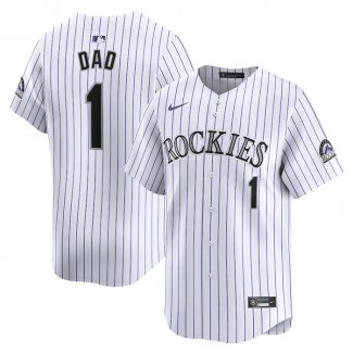 Camiseta Beisbol Hombre Colorado Rockies #1 Dad Primera Limited Blanco