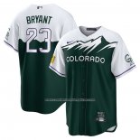 Camiseta Beisbol Hombre Colorado Rockies Kris Bryant 2022 City Connect Replica Verde