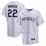 Camiseta Beisbol Hombre Colorado Rockies Mickey Moniak Primera Replica Blanco