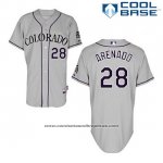 Camiseta Beisbol Hombre Colorado Rockies Nolan Arenado 28 Gris Cool Base