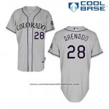 Camiseta Beisbol Hombre Colorado Rockies Nolan Arenado 28 Gris Cool Base