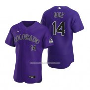 Camiseta Beisbol Hombre Colorado Rockies Rio Ruiz Autentico Alterno Violeta