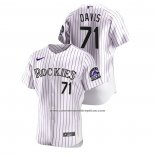 Camiseta Beisbol Hombre Colorado Rockies Wade Davis Authentic Blanco