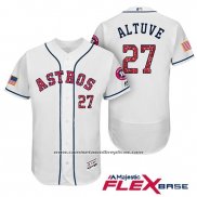 Camiseta Beisbol Hombre Houston Astros 2017 Estrellas y Rayas Jose Altuve Blanco Flex Base