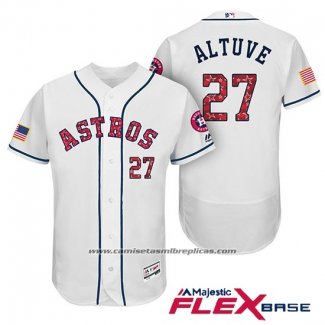 Camiseta Beisbol Hombre Houston Astros 2017 Estrellas y Rayas Jose Altuve Blanco Flex Base