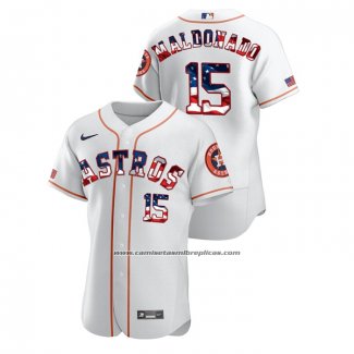 Camiseta Beisbol Hombre Houston Astros Martin Maldonado 2020 Stars & Stripes 4th of July Blanco