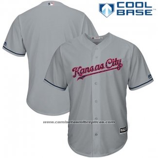 Camiseta Beisbol Hombre Kansas City Royals 2017 Estrellas y Rayas Gris Cool Base