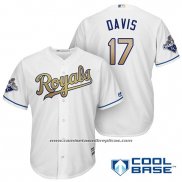 Camiseta Beisbol Hombre Kansas City Royals Campeones 17 Wade Davis Cool Base Oro